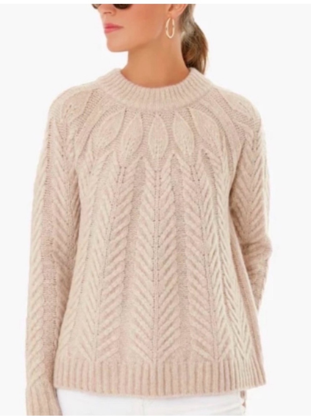 Tuckernuck Ecru Royal Peacock Cable-Knit Sweater